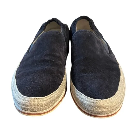 PRADA Suede Contemporary Boat Shoe  Men's 9.5  Slip-on Loafer Sneaker  Dark Navy