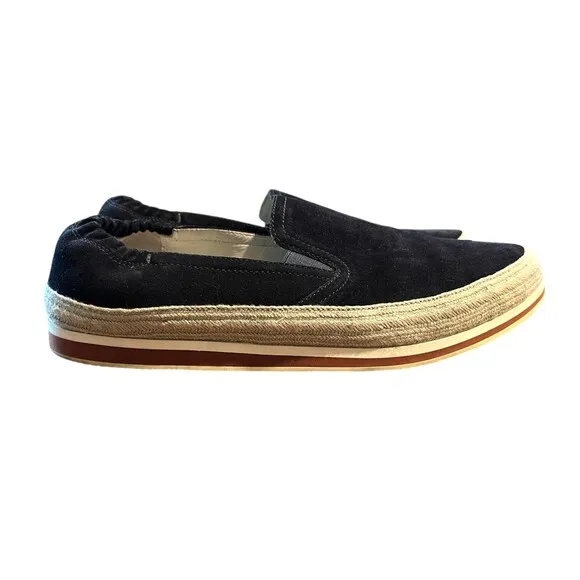 PRADA Suede Contemporary Boat Shoe  Men's 9.5  Slip-on Loafer Sneaker  Dark Navy