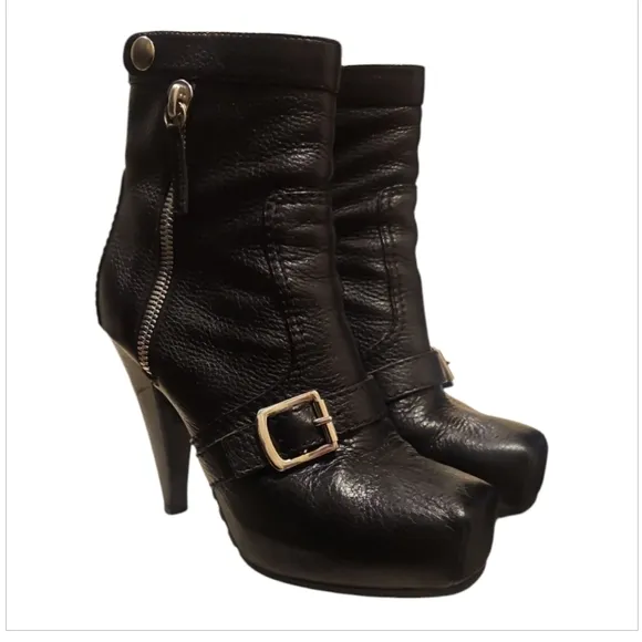 PROENZA SCHOULER | Black Leather Moto Ankle Boots / Booties in Size EU 38 / US 8