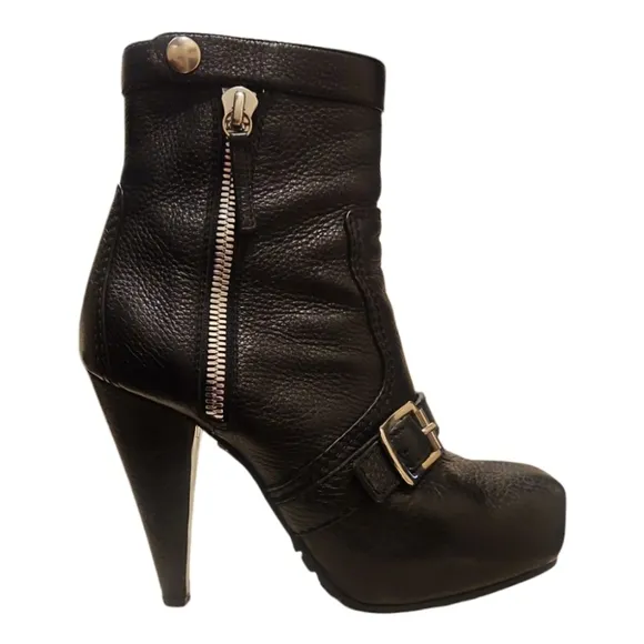 PROENZA SCHOULER | Black Leather Moto Ankle Boots / Booties in Size EU 38 / US 8