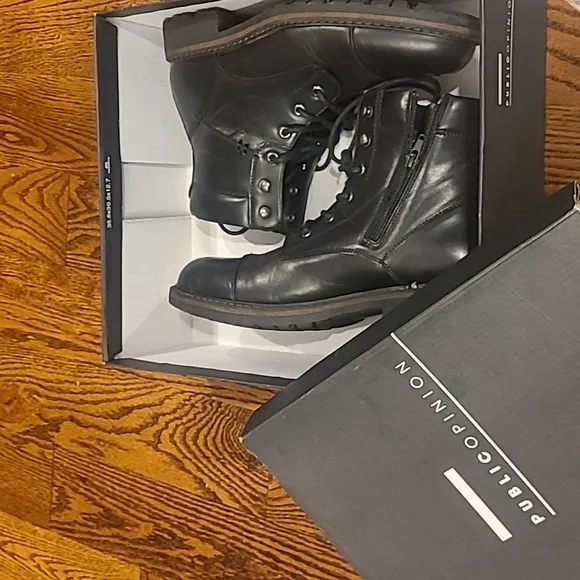 Public Opinion Ranger Combat Black Leather Men's Boots