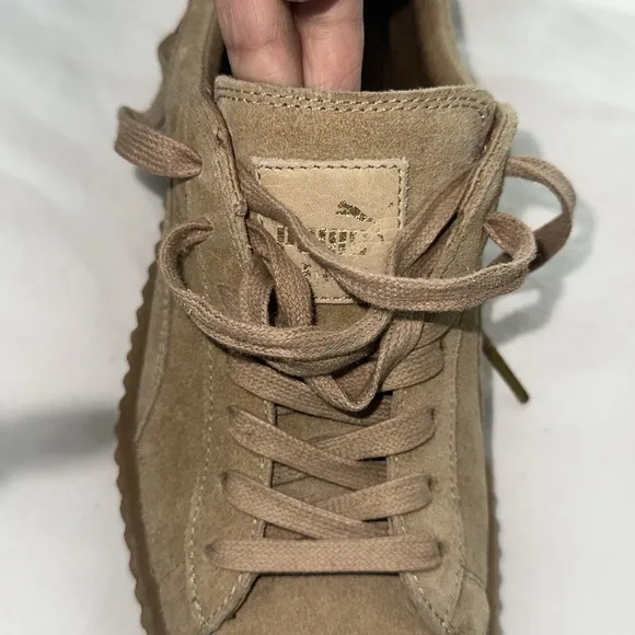 PUMA Creepers Rihanna Fenty Suede Oatmeal Tan Women's Sz 8 Thick Gum Rubber Sole