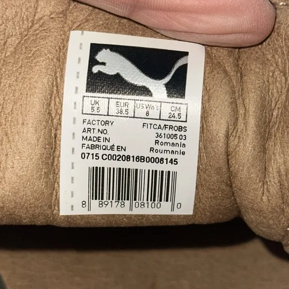 PUMA Creepers Rihanna Fenty Suede Oatmeal Tan Women's Sz 8 Thick Gum Rubber Sole