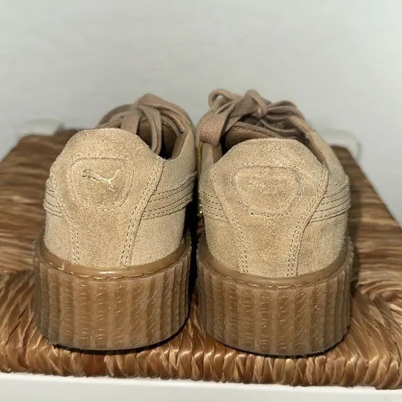 PUMA Creepers Rihanna Fenty Suede Oatmeal Tan Women's Sz 8 Thick Gum Rubber Sole