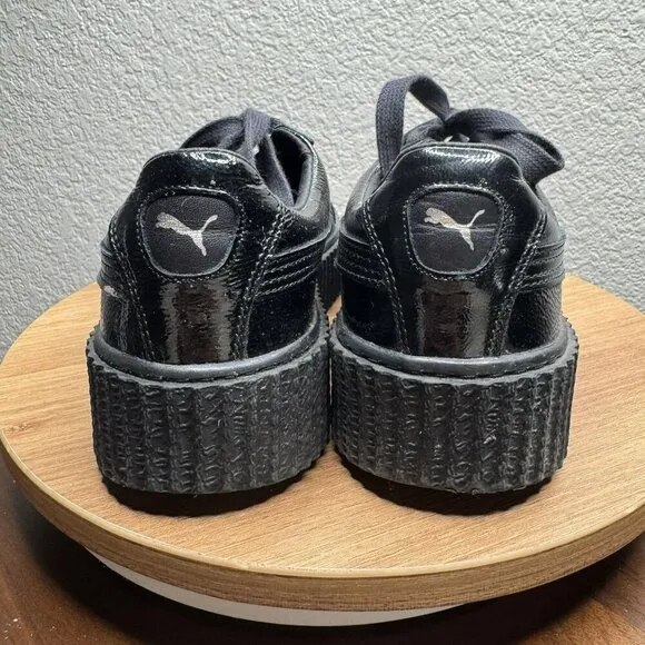 Puma x Fenty By Rihanna Creeper Black patent leather platform Sneakers Size 9.5