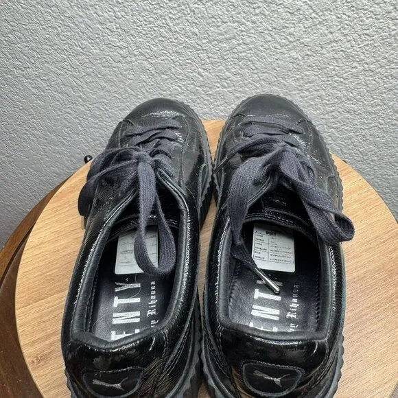 Puma x Fenty By Rihanna Creeper Black patent leather platform Sneakers Size 9.5