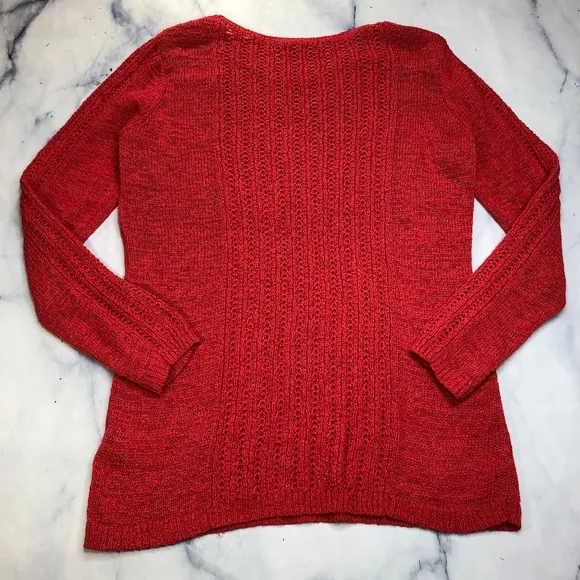 Rachel Zoe Coral Red Karla Open Knit Sweater