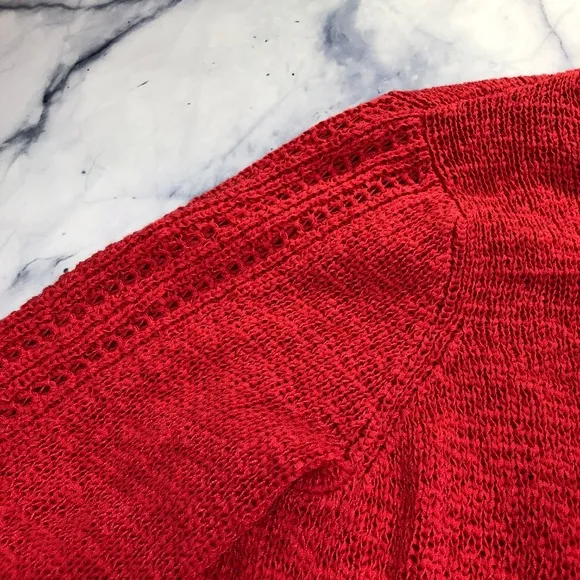 Rachel Zoe Coral Red Karla Open Knit Sweater