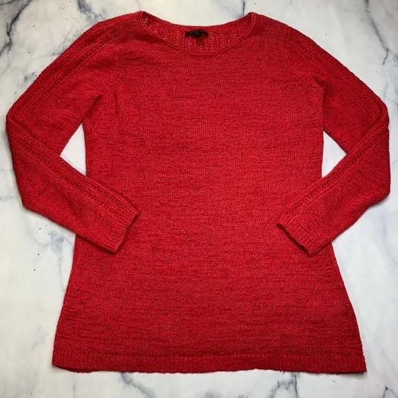 Rachel Zoe Coral Red Karla Open Knit Sweater