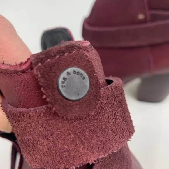 Rag &amp; Bone NY leather heeled  Burgundy Ankle Boots booties Size 36.5 Adjustable