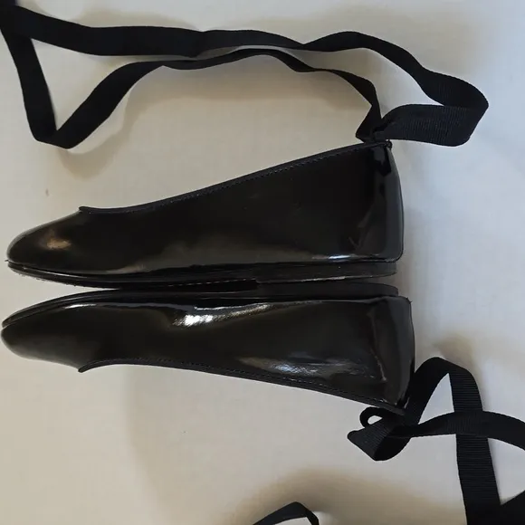 Ralph Lauren Girls Ankle Tie Leather Shoes Black sz 2