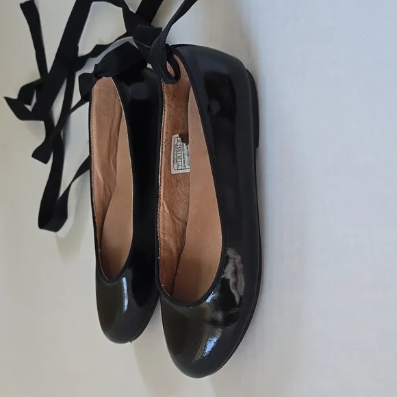 Ralph Lauren Girls Ankle Tie Leather Shoes Black sz 2