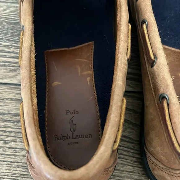 Ralph Lauren Men’s Brown Boat Shoes with Suede Leather and Moccasin Toe Size 9.5