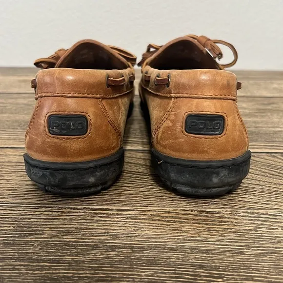 Ralph Lauren Men’s Brown Boat Shoes with Suede Leather and Moccasin Toe Size 9.5