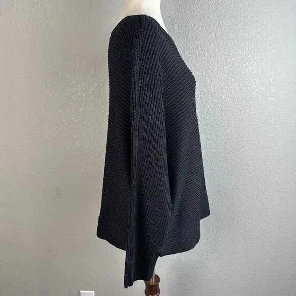 Ralph Lauren Womens Boat Neck Ribbed Knit Sweater Plus Size 3X Black Shimmer