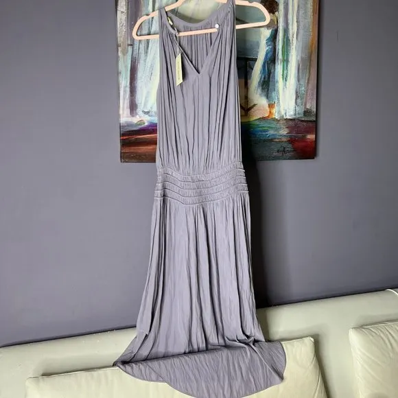 Ramy Brook Audrey Sz S-M Sleeveless Midi Lavender Dress Smocked Cinched Waist