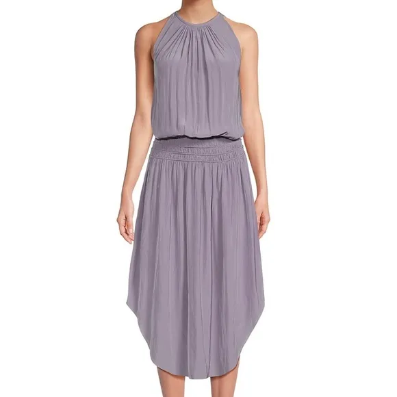 Ramy Brook Audrey Sz S-M Sleeveless Midi Lavender Dress Smocked Cinched Waist