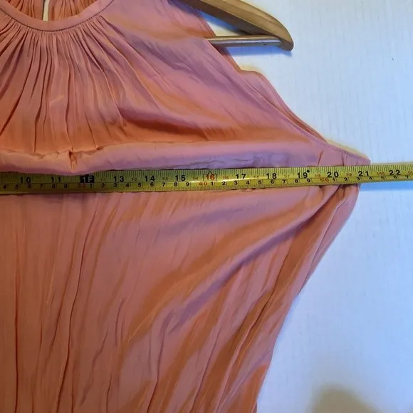 Ramy Brook Audrey Sz S-M Sleeveless Midi peach Dress Smocked Cinched Waist