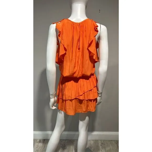 Ramy Brook Orange Rooney Flutter Sleeve Mini Dress Size XS
