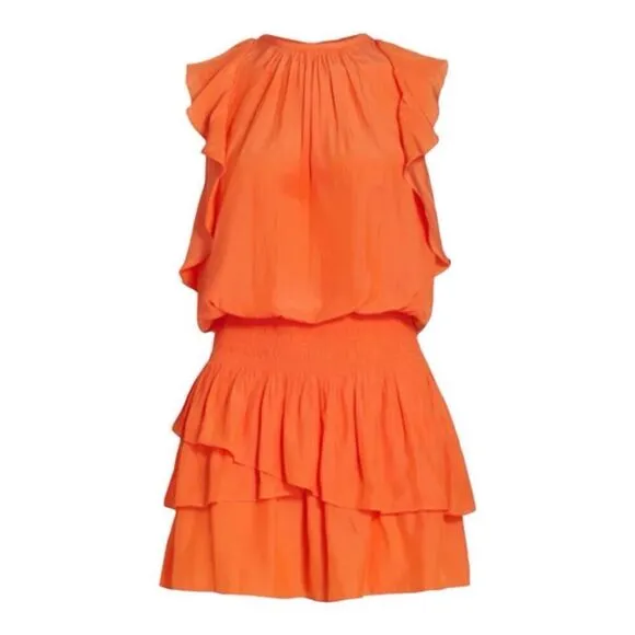 Ramy Brook Orange Rooney Flutter Sleeve Mini Dress Size XS
