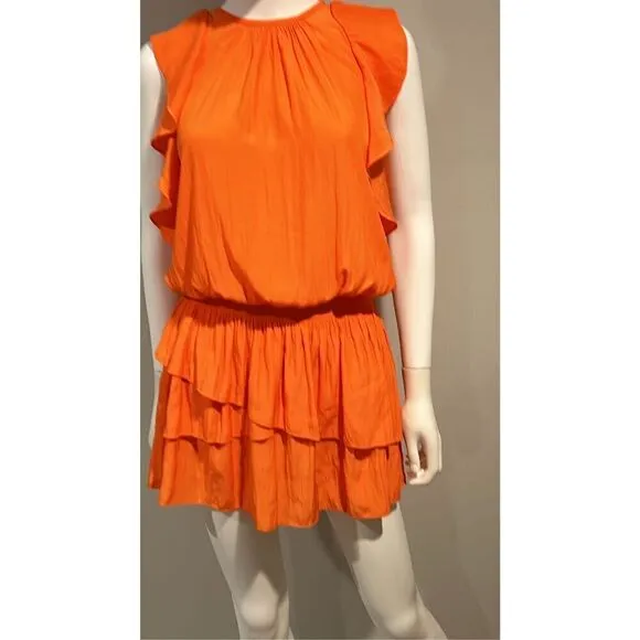 Ramy Brook Orange Rooney Flutter Sleeve Mini Dress Size XS