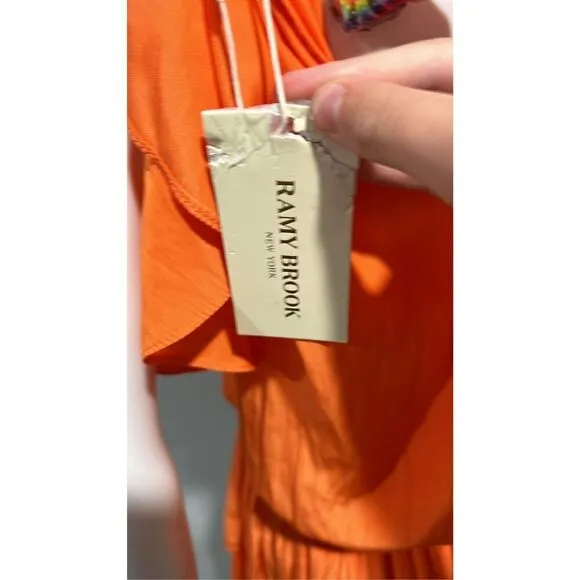 Ramy Brook Orange Rooney Flutter Sleeve Mini Dress Size XS