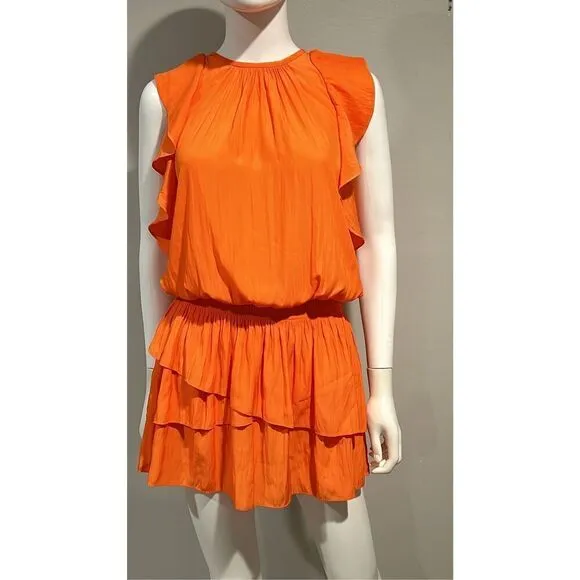 Ramy Brook Orange Rooney Flutter Sleeve Mini Dress Size XS
