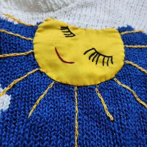 Raquel's Collection 3D Vintage 90s Art Sweater Sailing Boat Nautical Peru Size M