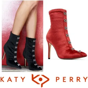 RARE Sexy Katy Perry Red Velvet Front Clasp Booties