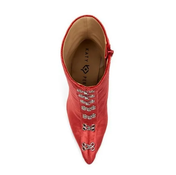 RARE Sexy Katy Perry Red Velvet Front Clasp Booties