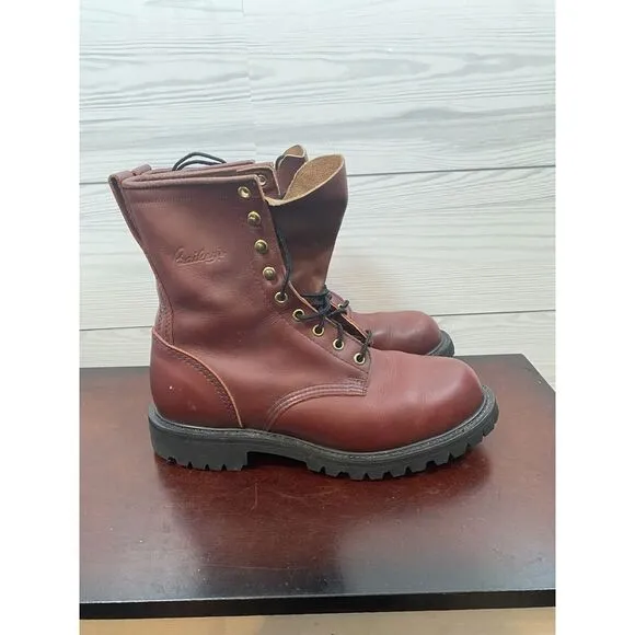 Red Dawg Lites Vibram Boots Canada Made 51801 Mens 8 Leather Forestry Boots Red‎