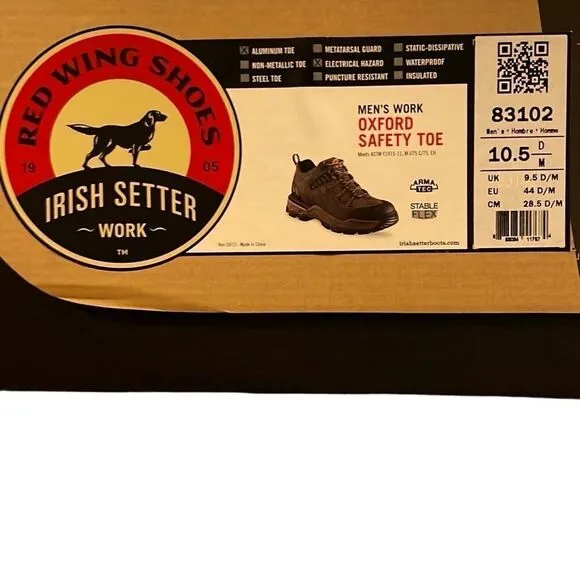 Red Wing Shoes Mens Irish Setter 83102 Work Shoes 10.5 Oxford Safety Toe