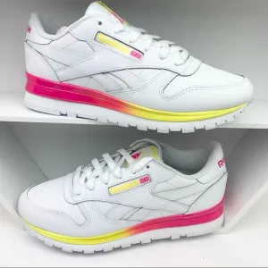 Reebok Classic Leather Sneakers Neon Ombre Retro White Pastel Easter