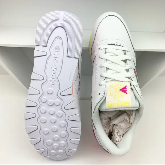Reebok Classic Leather Sneakers Neon Ombre Retro White Pastel Easter