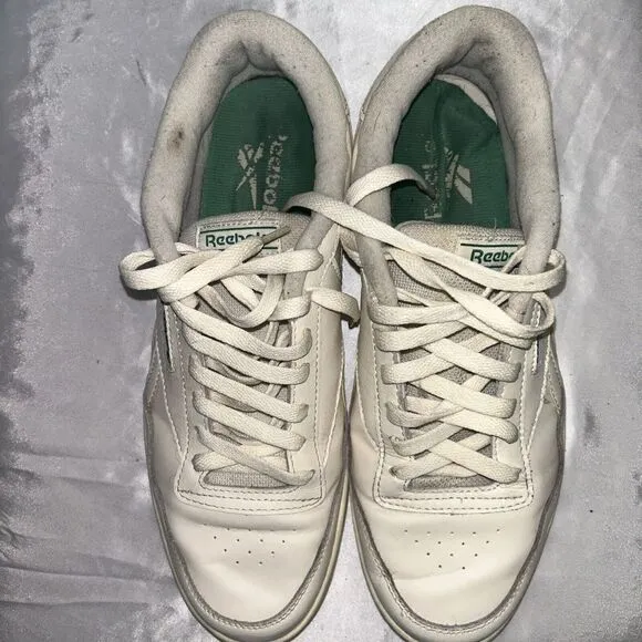 Reebok Galaxy 7 Classic Low Top Sneakers Leather Shoes Off White/Green Mens 10