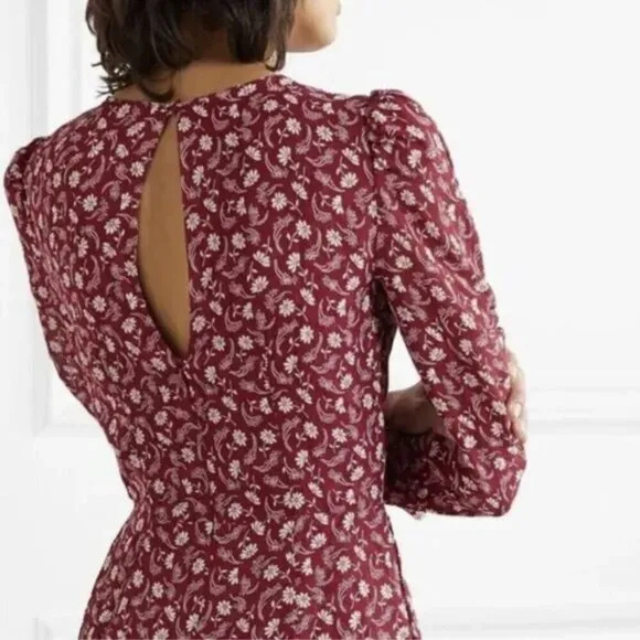 Reformation Lucita Dress Red Floral White Long Sleeve Mini Dress Size 0
