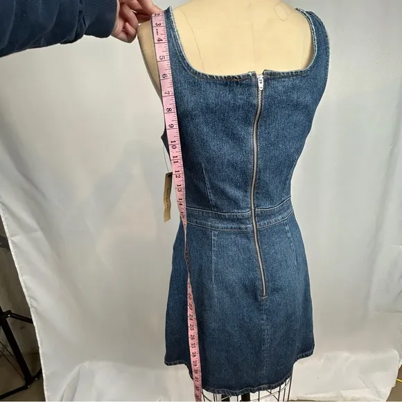 Reformation Parker Kasai Sleeveless Distressed Blue Jean Denim Mini Dress Size 8