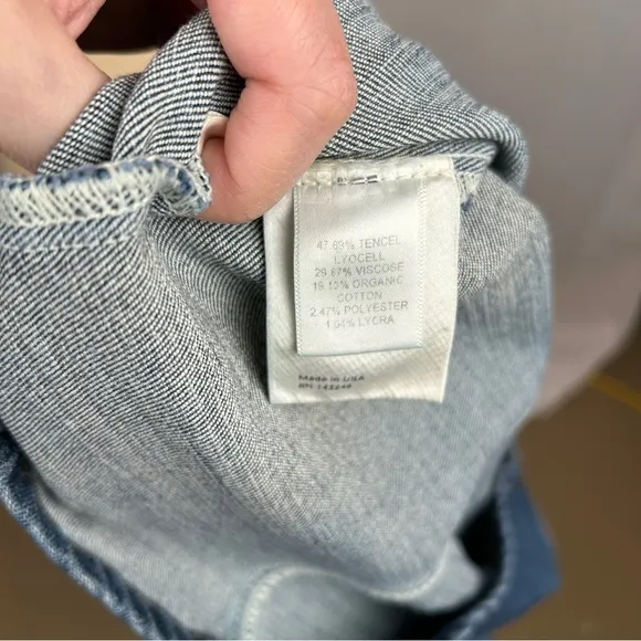 Reformation Parker Kasai Sleeveless Distressed Blue Jean Denim Mini Dress Size 8