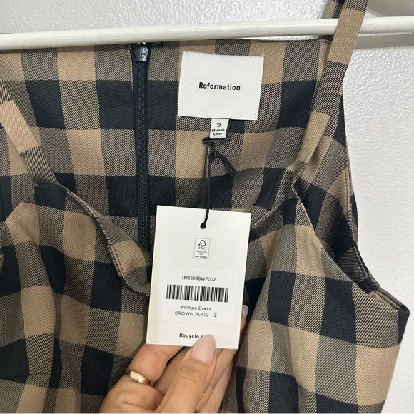 Reformation Phillipa Dress Brown Plaid