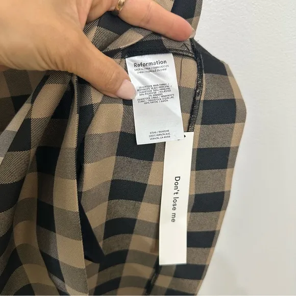 Reformation Phillipa Dress Brown Plaid