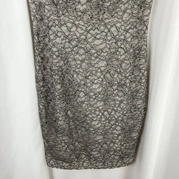 Reiss Ayda Sheath Lace Dress Women 4 Taupe Gray Cap Sleeve Short Length Event