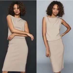 REISS Claudine Draped Knitted Dress