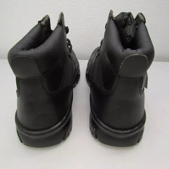 Rhino Mens 6&quot; Tactical Safety Work Boots Black Leather Lace Slip Resist Size 10