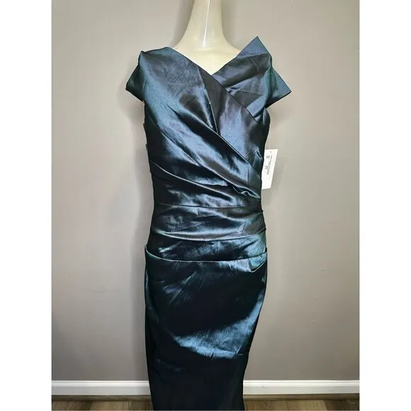 Rickie Freeman For Teri Jon Off-Shoulder Ruched Taffeta Gown SIZE 8 $595