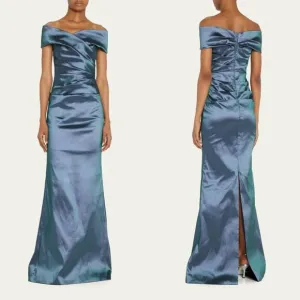 Rickie Freeman For Teri Jon Off-Shoulder Ruched Taffeta Gown SIZE 8 $595