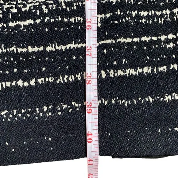 Rickie Freeman Teri Jon Womens Wool Blend Dress Size 8 Black White Short Sleeve