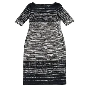 Rickie Freeman Teri Jon Womens Wool Blend Dress Size 8 Black White Short Sleeve