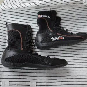Rival Men's Boxing Shoes Boot Black Lace Up Mesh Fighting size 10