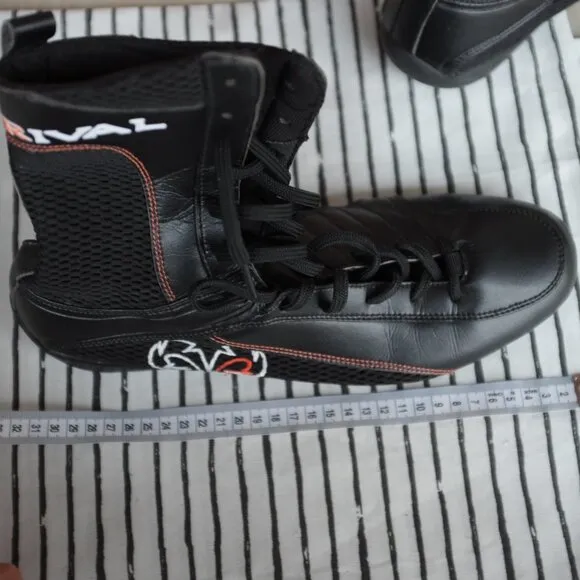 Rival Men's Boxing Shoes Boot Black Lace Up Mesh Fighting size 10