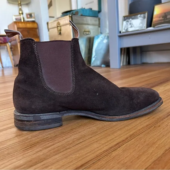 R.M. Williams Comfort Craftsman Brown Suede Chelsea Boots